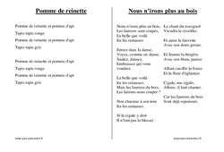 Chants du répertoire traditionnel - Fiches  : 1ère, 2ème Harmos - PDF à imprimer