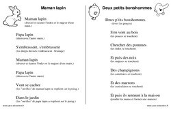 Doigts - Jeux de doigts - Fiches  : 1ère, 2ème Harmos - PDF à imprimer