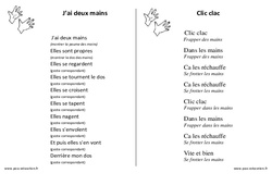 Mains - Jeux de doigts - Fiches  : 1ère, 2ème Harmos - PDF à imprimer