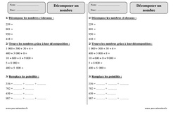 Décomposer un nombre - Exercices avec correction : 5ème Harmos - PDF à imprimer