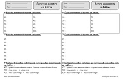 Écrire un nombre en lettres - Exercices corrigés : 5ème Harmos - PDF à imprimer