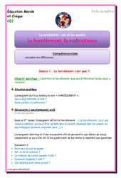 Séquence - Fiche de préparation Harcèlement - Maltraitance - Séquence - Fiche de préparation : 5ème Harmos - PDF à imprimer