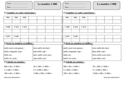 Nombre 1 000 - Exercices corrigés : 5ème Harmos - PDF à imprimer