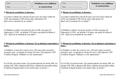Exercice Additions - Soustractions – Ce2 – Problèmes – Exercices corrigés – Mathématiques  - PDF à imprimer