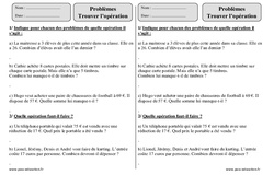 Exercice Trouver l’opération – Ce2 – Problèmes – Exercices corrigés – Mathématiques  - PDF à imprimer