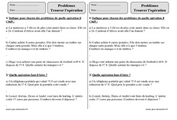 Trouver l’opération - Problèmes - Exercices corrigés - Mathématiques : 5ème Harmos - PDF à imprimer