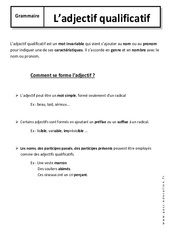 Adjectif qualificatif - Cours : 8ème Harmos - PDF à imprimer