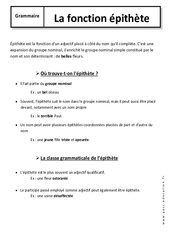 Epithète - Cours - Fonctions grammaticales : 8ème Harmos - PDF à imprimer