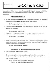 Exercice C.O.I - C.O.S - Cours - Exercices corrigés - Fonctions grammaticales - Grammaire : 8ème Harmos - PDF à imprimer