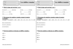 Chiffres romains - Exercices corrigés : 5ème Harmos - PDF à imprimer