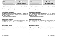 Problèmes liés aux mesures - Exercices corrigés - Mathématiques : 5ème Harmos - PDF à imprimer