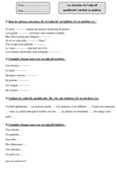 Fonctions - Adjectif qualificatif - Attribut ou épithète - Exercices corrigés : 6ème Harmos - PDF à imprimer