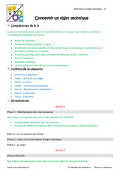 Concevoir un objet technique - Fiche de préparation : 8ème Harmos - PDF à imprimer