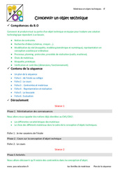 Concevoir un objet technique - Séquence - Fiche de préparation : 8ème Harmos - PDF à imprimer