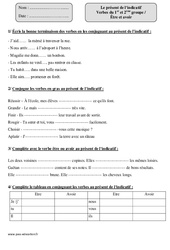 Verbes du 1er ème groupe - Être et avoir - Présent de l’indicatif - Exercices corrigés - Conjugaison : 6ème Harmos - PDF à imprimer