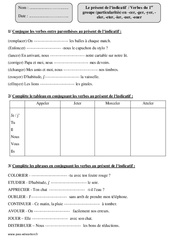 en - cer, - ger, - yer, - eler, - eter, - ier, - uer, - ouer - Présent de l’indicatif - Verbes du 1er groupe - Exercices corrigés - Conjugaison : 6ème Harmos - PDF à imprimer