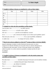 Futur simple - Exercices corrigés - Conjugaison : 6ème Harmos - PDF à imprimer