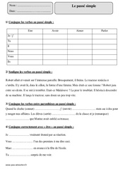 Passé simple - Exercices corrigés - Conjugaison : 6ème Harmos - PDF à imprimer