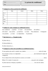 Présent du conditionnel - Exercices corrigés - Conjugaison : 6ème Harmos - PDF à imprimer