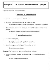 Présent des verbes du 1er groupe - Cours : 8ème Harmos - PDF à imprimer