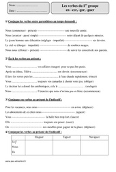 Verbes du 1er groupe en - cer, - ger, - guer - Exercices corrigés - Conjugaison : 6ème Harmos - PDF à imprimer