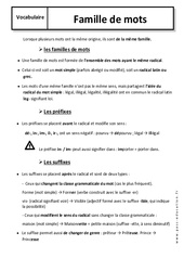 Famille de mots - Cours : 8ème Harmos - PDF à imprimer