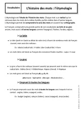 Histoire des mots - Etymologie - Cours - Etymologie : 8ème Harmos - PDF à imprimer