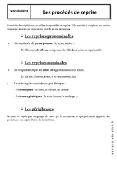 Procédés de reprise - Cours - pronominales, nominales, les périphrases : 8ème Harmos - PDF à imprimer