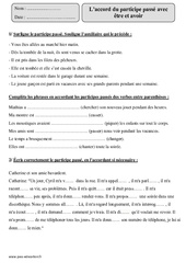 Accord participe passé - Etre - Avoir - Exercices corrigés - Orthographe : 6ème Harmos - PDF à imprimer