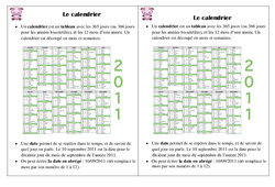 Calendrier - Cours, Leçon : 4ème Harmos - PDF gratuit à imprimer