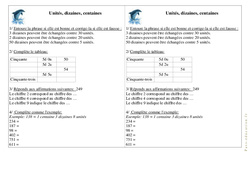 Unités, Dizaines, Centaines - Exercices - Numération - Mathématiques : 4ème Harmos - PDF à imprimer