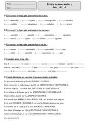 Mots en in im ir il - Exercices corrigés - Orthographe : 6ème Harmos - PDF à imprimer