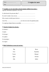 Origine des mots - Exercices corrigés - Vocabulaire : 6ème Harmos - PDF à imprimer