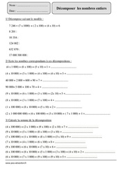 Décomposer les nombres entiers - Exercices corrigés - Numération - Mathématiques : 7ème Harmos - PDF à imprimer