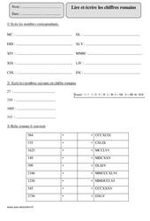 Lire et écrire les chiffres romains - Exercices corrigés - Numération - Mathématiques : 7ème Harmos - PDF à imprimer