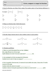 Comparer et ranger les fractions - Exercices corrigés - Numération - Mathématiques : 7ème Harmos - PDF à imprimer