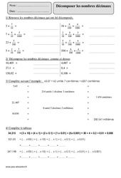 Décomposer les nombres décimaux - Exercices corrigés - Numération - Mathématiques : 7ème Harmos - PDF à imprimer