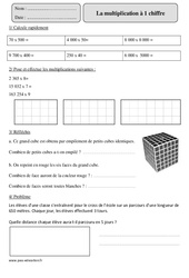 Multiplication à 1 chiffre - Exercices corrigés - Calcul - Mathématiques : 7ème Harmos - PDF à imprimer