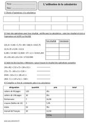 Utilisation de la calculatrice - Exercices corrigés - Calcul - Mathématiques : 7ème Harmos - PDF à imprimer