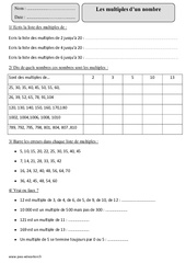 Multiples  d'un nombre - Exercices corrigés - Calcul - Mathématiques : 7ème Harmos - PDF à imprimer