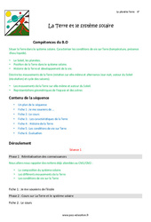 Séquence - Fiche de préparation La Terre et le système solaire - Séquence - Fiche de préparation : 8ème Harmos - PDF à imprimer