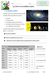 Caractéristiques de la Terre - Exercices : 8ème Harmos - PDF à imprimer