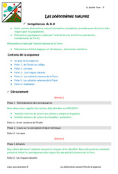 Phénomènes naturels - Fiche de préparation : 8ème Harmos - PDF à imprimer