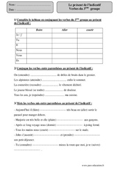 Verbes du   groupe - Présent de l’indicatif - Exercices corrigés - Conjugaison : 7ème Harmos - PDF à imprimer