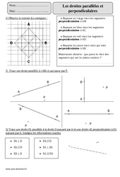 Droites parallèles - Droites perpendiculaires - Exercices corrigés - Géométrie - Mathématiques : 7ème Harmos - PDF à imprimer