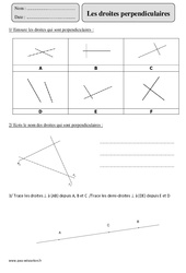 Droites perpendiculaires - Exercices corrigés - Géométrie - Mathématiques : 7ème Harmos - PDF à imprimer