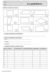 Quadrilatères - Exercices corrigés - Géométrie - Mathématiques : 7ème Harmos - PDF à imprimer