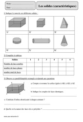 Solides - Exercices corrigés - Géométrie - Mathématiques : 7ème Harmos - PDF à imprimer