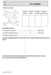 Triangles - Exercices corrigés - Géométrie - Mathématiques : 7ème Harmos - PDF à imprimer