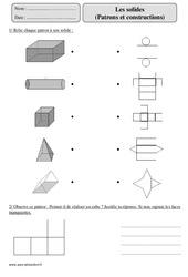 Solides - Patrons - Constructions - Exercices corrigés - Géométrie - Mathématiques : 7ème Harmos - PDF à imprimer